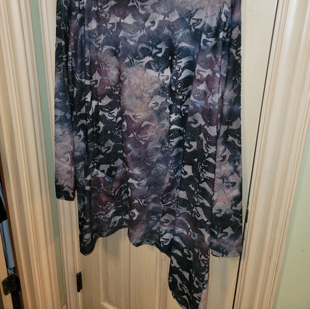 NWOT LOGO Lori Goldstein 3X jacquard tie dye neutral color shirt with pockets - Picture 3 of 7